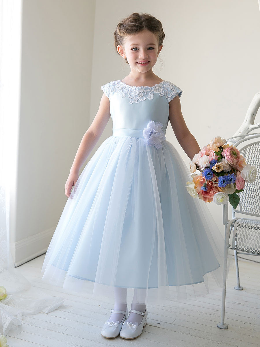 Buy Flower Girl Dresses Blue Ball Gown Child Evening Party Gowns – Siaoryne